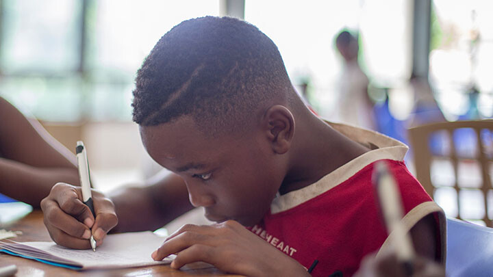 child studying